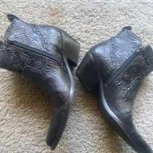 Gianni Bini Black Embossed Ankle Boots